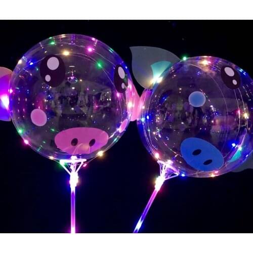 New 10pcs 20Inch Pig Sticker Led Balloon light BoBo globos helium to inflate balloons birthday party decorations kids ballon