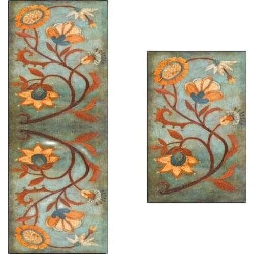 New Non-Slip Kitchen Carpet European Style Retro Printed Rust Green Living Room Rug Home Bedroom Bedside Area Floor Mats Selling
