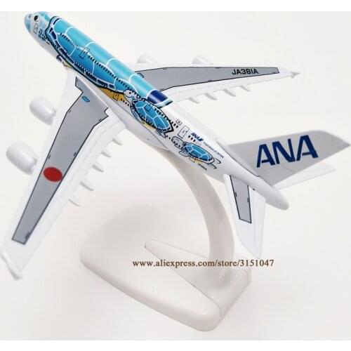 NEW Blue 16cm Air Japan ANA Airbus A380 Cartoon Sea Turtle Airlines Plane Model Alloy Metal Diecast Model Airplane Aircraft