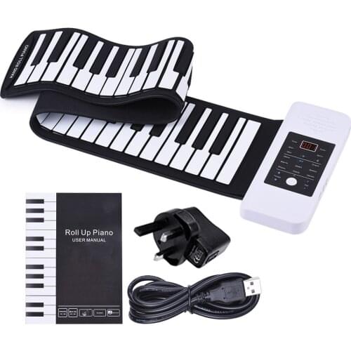 Portable Silicon 61 Keys Hand Roll Up Piano Electronic USB Keyboard with Built-in Li-ion Battery and Loud Speaker
