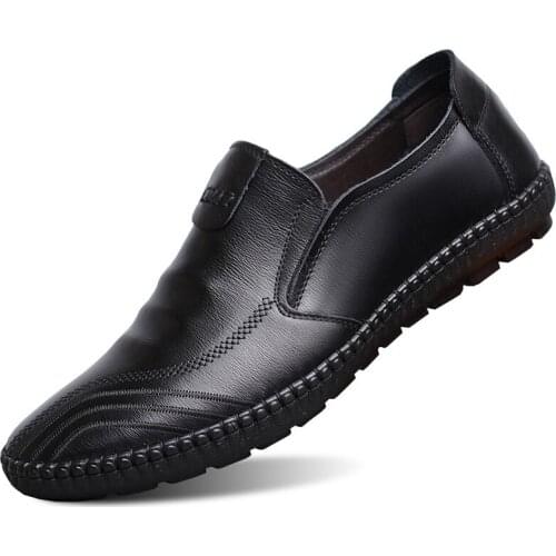 Casual Leather Shoes Mens Leather All-Match Soft Surface Leather Soft Bottom Lazy Shoes Mens Shoes Spring And Autumn Breathabl