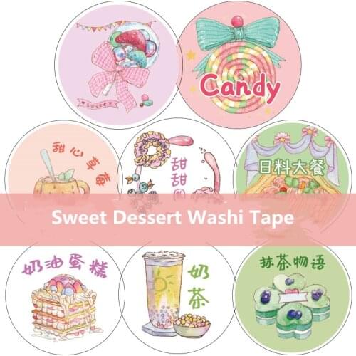 Sweet Dessert Candy PET Special Oil Washi Tapes Bullet Journal Masking Tape Adhesive Tape DIY Scrapbooking Washi Sticker