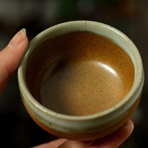 Ancient Pottery Tea Cup Wholesale Antique Japanese Ru Porcelain Flow Glazed Pu'er Teacup Bowl Ceramic