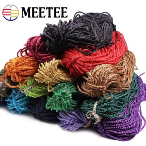5M 5mm Color Three-strand Twisted Rope Gift Box Portable Nylon Cotton Gold Wire Braided Cord DIY Binding Rope Belt Drawstring