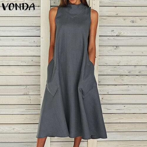 Party Dress Women Sexy V Neck Vintage Maxi Long Dress VONDA 2021 Summer Female Casual Vestidos Sundress Femme Robe