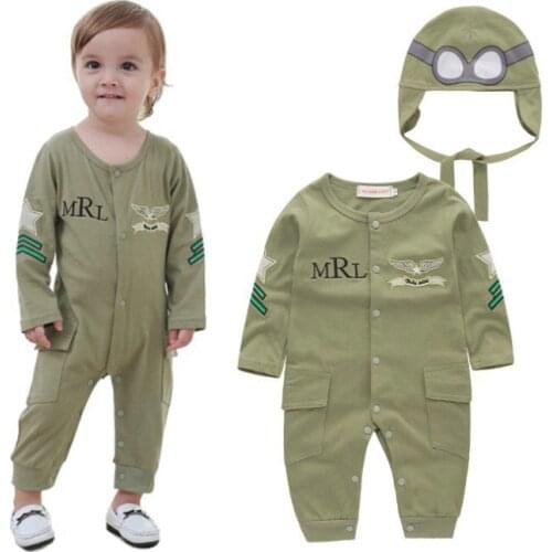Special Offer~Handsome Space Pilot Style Long Sleeves Baby Boys Jumpsuits with Hat 3028