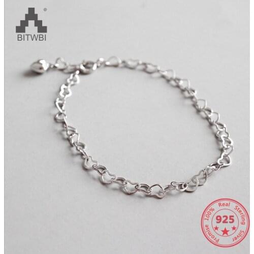 925 Sterling Silver Jewelry Exquisite Hollow Heart Shaped Bracelets Fine Jewelry for Lover Birthday Gifts