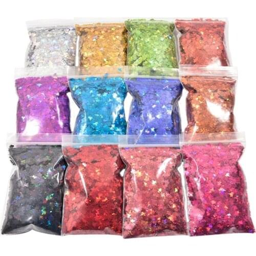 10g/Bag Nail Art Holographic Flake Silver/Gold/Red/Purple/Black Chunky Ultra-thin Holo Flake Maple Glitter Sequin For Nail Decor