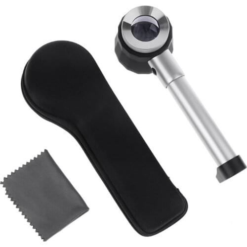 10X Magnifier Loupe Lens with Scale LED Light Handheld Reading Holding Metal Magnifying Glass for textile print jewelry