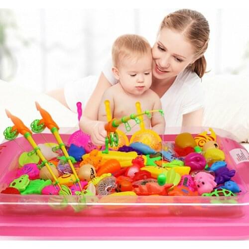 15pcs Kids Fishing Game Set Cartoon Magnetic Fishing Toy Pool Toy Water Toy Set Childrens Educational Toys