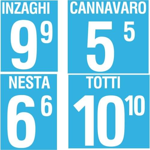 2002 Italy Nameset Totti Nameset 6 Nesta 9 Inzaghi 5 Cannavaro Customize Any Name Number Diy Printing Flocking