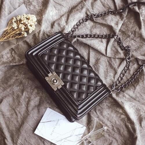 2020 Womens Bag Small Shoulder Chain Lock Square Messenger Crossbody Bags For Women Fashion Leather Black Bolsa Feminina Sac