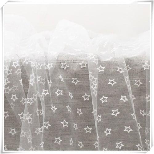 3Y/lot Off White Star Patter Sewing Mesh Fabric For Clothing Curtain Decoration Wedding Dress Material