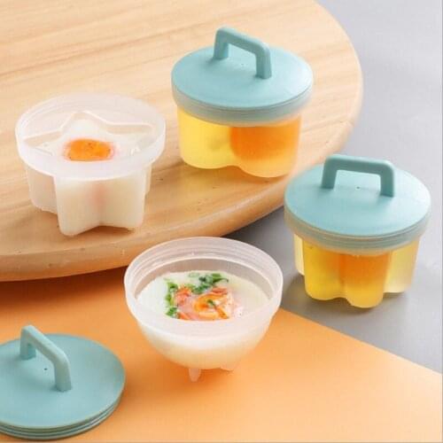 4 Pcs/Set Egg Boiler Poacher Plastic Egg Mold Form With Brush Kitchen Egg Cooking Tools For Kids Egg Pancake Maker U2