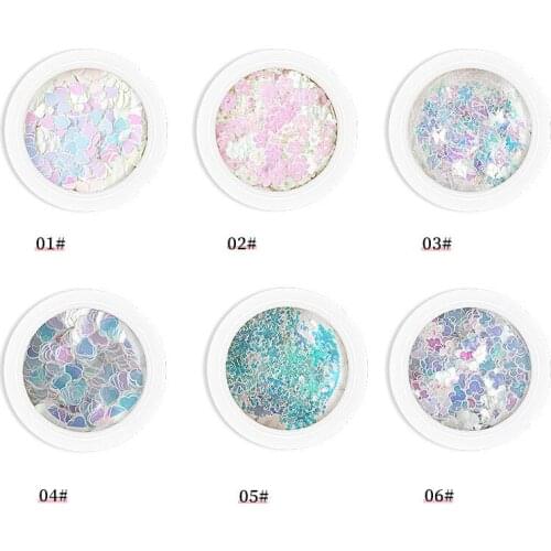 Sequins Holographic Holo Love Star 6 Color Nail Body Art Glitter Box Sequin Nails Paillette Flakes Decoration Manicure Tools