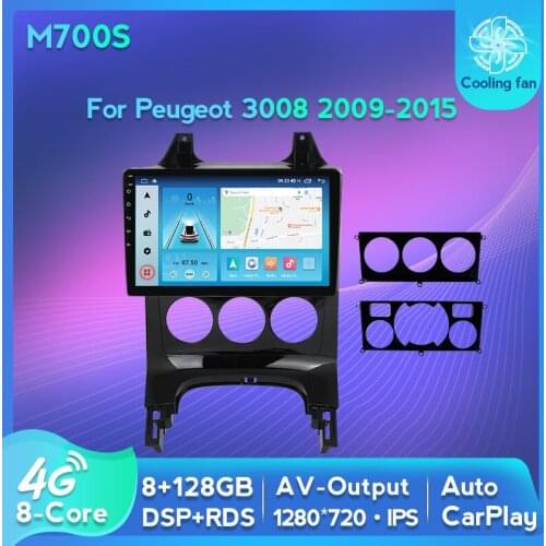 QLED 1280*720 Carplay 4G LTE WIFI Android 10.0 Car GPS Radio For Peugeot 3008 2009-2015 Multimedia Player 6G+128GB Octa Core BT