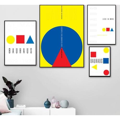 Bauhaus Geometric Artwork Exhibition Posters and Prints Gallery Wall Art Pictures Canvas Painting for Living Room Home Decor