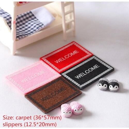 Welcome Carpet Mini Slippers Dollhouse Miniature Floor Decoration Doll House Accesssories For Dollhouse Decals