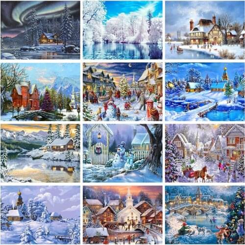DOHAWIZS Diamond Painting 5D Handwork Mosaic Cross Stitch Winter Snow Scene Full Square Diamond Embroidery Child birthday Gift