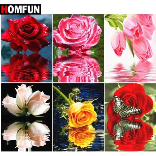 HOMFUN Paint With Diamond Embroidery "Fresh flowers" Diamond Painting Full Square Round Picture Of Rhinestone Decor