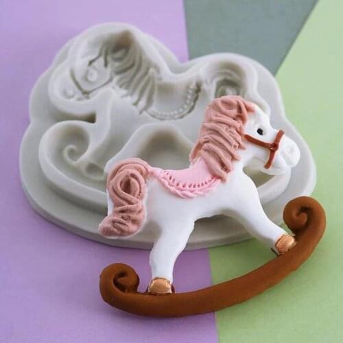 Resin Rocking Horse Silicone Fondant Mold For DIY Cake Pastry Dessert Chocolate Lace Decoration Kitchen Baking Tool