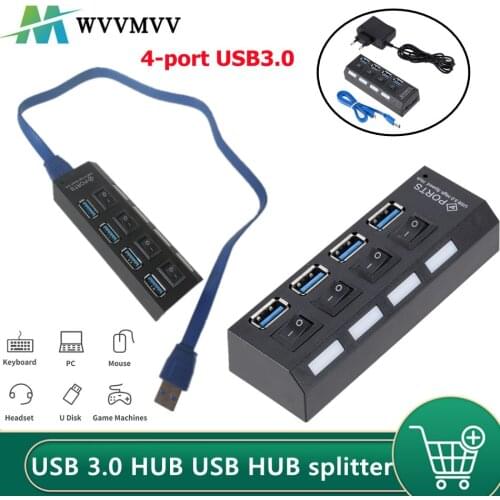 Hub USB 3.0 Hub USB 3 USB 2.0 Multi USB Splitter Power Adapter 4 Port Multiple Expander 2.0 with Switch for PC Accessories