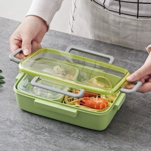 Microwave Lunch Box Leak-Proof Independent Lattice Bento Lunch Box for Kids Bento Box Portable Food Container