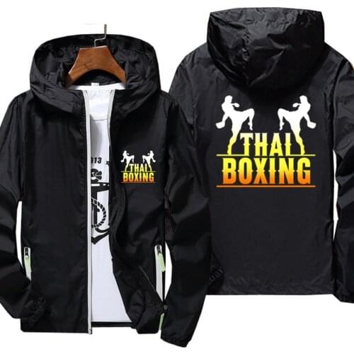Mens Muay Thai Boxinger Hooded Thin Reflective Sunscreen Skin Jackets Windbreaker Ultra Light Beach Coats Plus Size 7XL