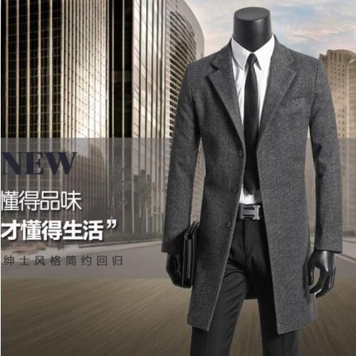 Single-breasted casual woolen coat men trench coats long sleeves overcoat suits mens cashmere coat masculino england korean 5464
