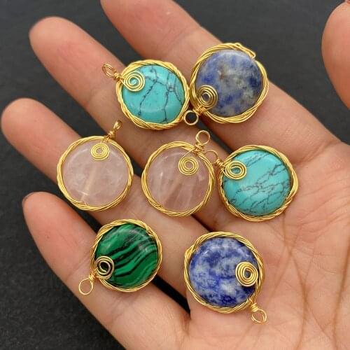 Wholesale Multicolor Square Shape Pendant Natural Stone for Jewelry Making DIY Handmade Accessories Beaded Decoration Fashion