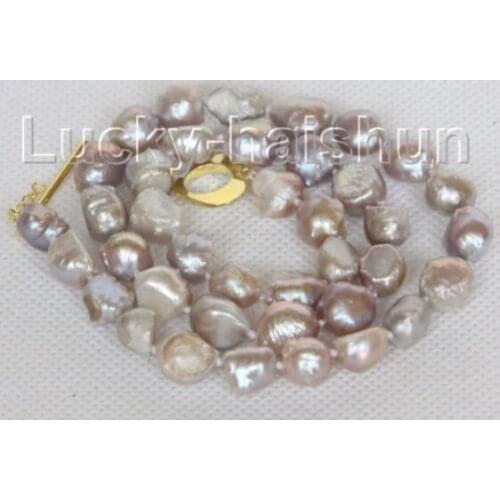 Natural bleb Baroque 17" 10mm purple Reborn keshi pearls necklace