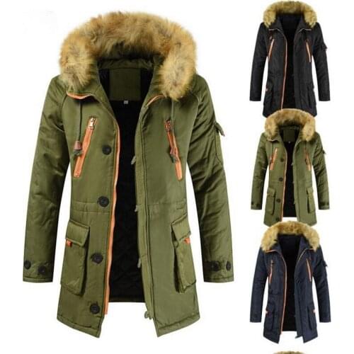 Multi-pocket Parka Winter Jacket Fur Collar Parka Fur Collar Cotton-padded Coat Men Warm Thick Thermal Outdoor Overcoat