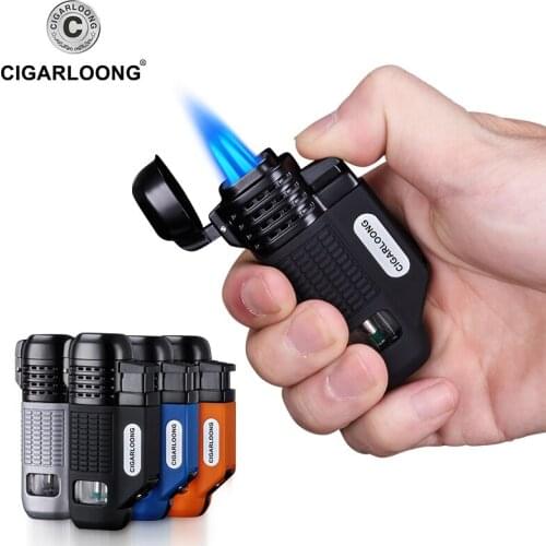 Cigar lighter 3 flame windproof portable lighter gift box packaging CB-0504