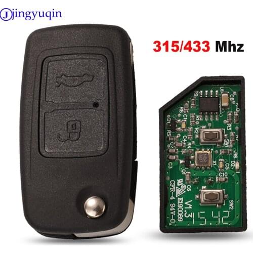 Jingyuqin 2 Buttons Remote Key 315/433MHz With ID40 ID46 Chip 9CN A21 Blade For Chery A5 A3 Car before 2009