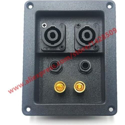 1pcs 282 6 Hole Audio Speaker Junction Box XLR Socket Connector Red Black Wiring Terminal Audio Accessoric Cable Clamp