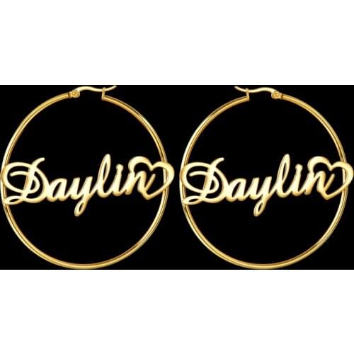 Personalized Name Drop Variety Style Earrings Customize Namplate ID Dangle 50 MM Diameter Earring Stainless Steel Jewelry Gift