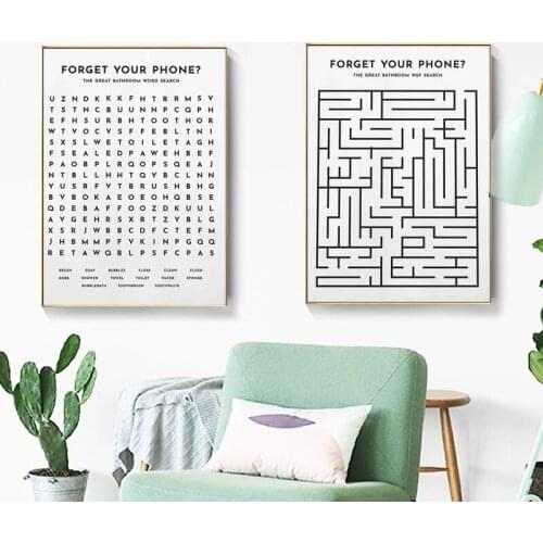 Nordic Minimalist Black and White Alphabet Text Abstract Canvas Painting Poster Print Wall Art Pictures Living Room Home Decor