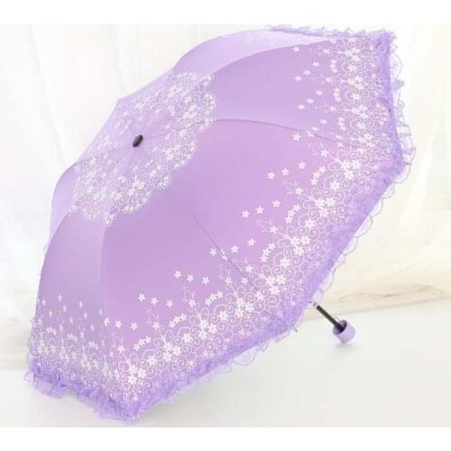 Three Folding Umbrella For Women Travel Anti-UV Windproof Rain Umbrella Female Sun Girl Parasol Pocket Umbrellas