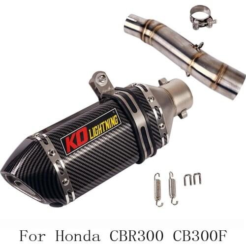 Motorcycle Exhaust System Muffler with Removable DB Killer Silencer Escape Tip Connect Link Pipe for Honda CBR300R CB300F