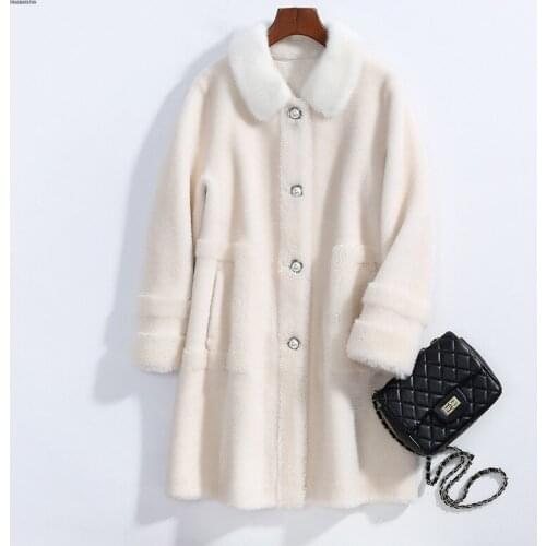 High Quality Winter Casual Womens Jacket 2019 Long Sleeve Sheep Sheared Overcoat Female Long Faux Fur Coat Female JQ1096