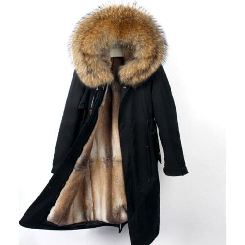 2019 Winter Jacket Women Real Fur Parka Natural Rex Rabbit Fur Liner Coat Thick Warm Raccoon Fur Collar Hood Outwear Plus Size