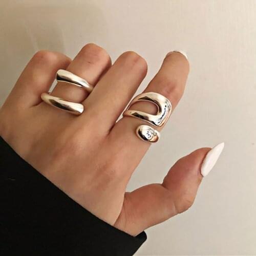 Minimalist Hollow Out Geometry Irregular Ring for Women Fashion Creative Hollow Irregular Geometric Birthday Party Jewelry Gifts
