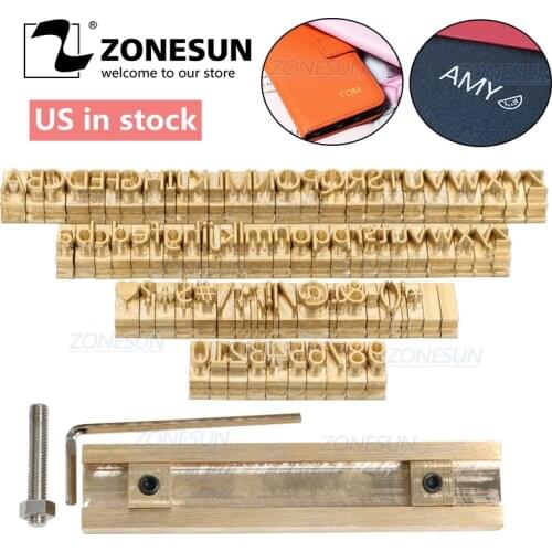 ZONESUN Custom Logo Leather stamp T slot Copper Alphabet Number Symbol Wood Logo Stamp Mold Branding Iron Stamping Mould set