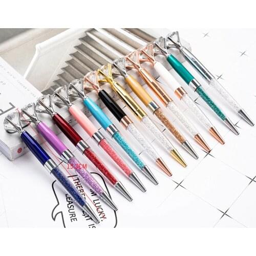 10pcs/lot Cute gem ballpoint pen big crystal glass diamond metal ballpoint pen beautiful gift pen school office supplies