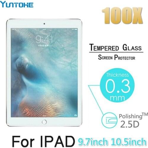100pcs 2.5D 0.3mm 9H Tempered Glass for Apple Ipad 5 6 Air 1 2 Pro New 9.7 10.5 10.2 12.9 2018 Mini 2 3 4 Screen Protector Film