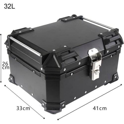 32L Universal Aluminum Motorcycle Rear Top Luggage Helmet Box Storage Tool Trunk Case Key Toolbox Waterproof Motor Accessories