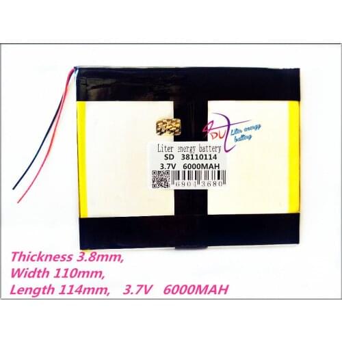 38110114 3.7V 6000mAh 40110110 Polymer rechargeable batteries GPS DVD Power bank Tablet computer general battery