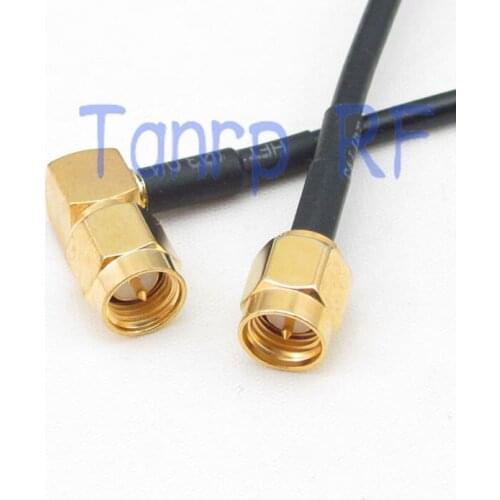 8in 8'' SMA male plug to SMA male right angle RF adapter connector 20CM Pigtail coaxial jumper cable RG174 extension cord