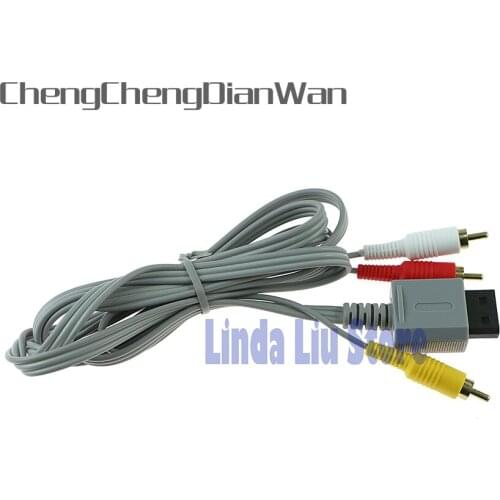 ChengChengDianWan For Wii Game Console Accessories 1.8m 6FT Audio Video AV /TV Composite RCA Cable Cord Grey 2pcs/lot