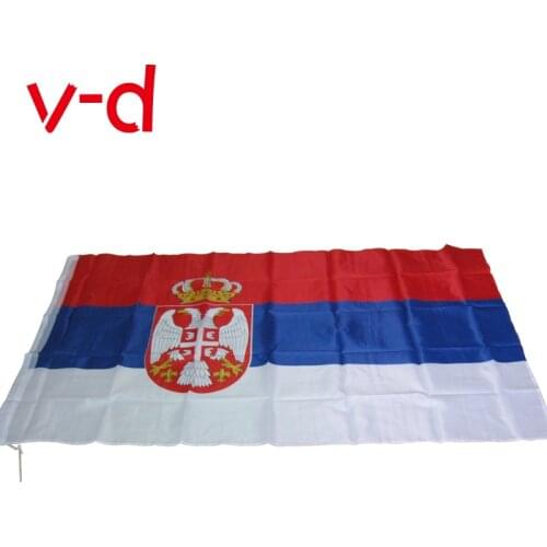 Free shipping xvggdg Serbia Flag Polyester Flag 5*3 FT 150*90 CM High Quality Hanging and Flying
